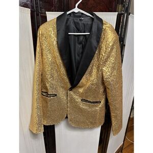US Mens Sequins Blazer One Button Jacket Tuxedo Suit Party Wedding Banquet Prom